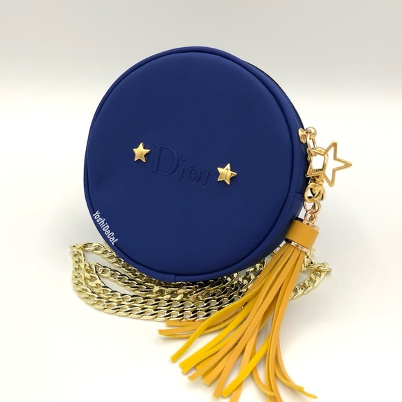 🆕 Dior Beauty Cosmetic Pouch to Crossbody Bag Purse Case, Blue Round Circle New - Picture 4 of 10